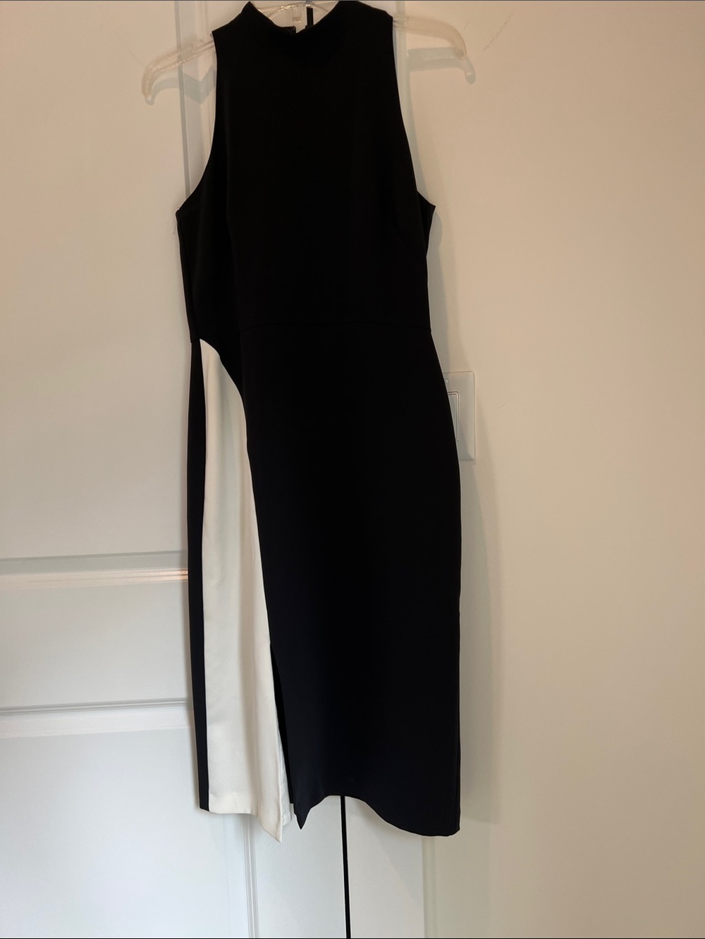 White House Black Market Black and White Midi Sheath Dress